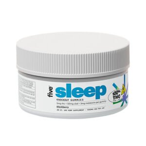 five, Knockout Sleep CBD+THC Melatonin Gummies, Blackberry, Full Spectrum, 20ct, 100mg THC + 1000mg CBD - THC PENS UK